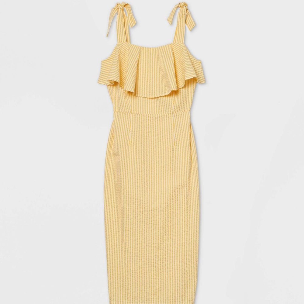 Yellow striped ruffle dress